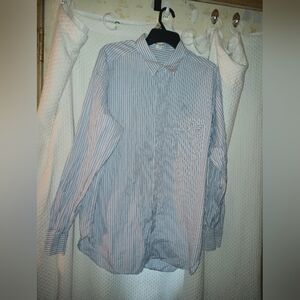 Armani Le Collezioni Light Blue White Striped Button Down Shirt Size 16.5/42